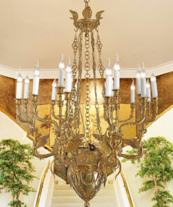 Đèn chùm đồng bóng nến cao cấp 18 tay