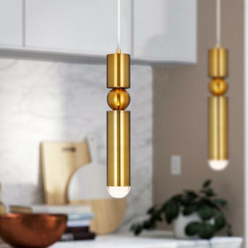 Đèn thả Ống bơ kim loại xi vàng cao cấp LT75007