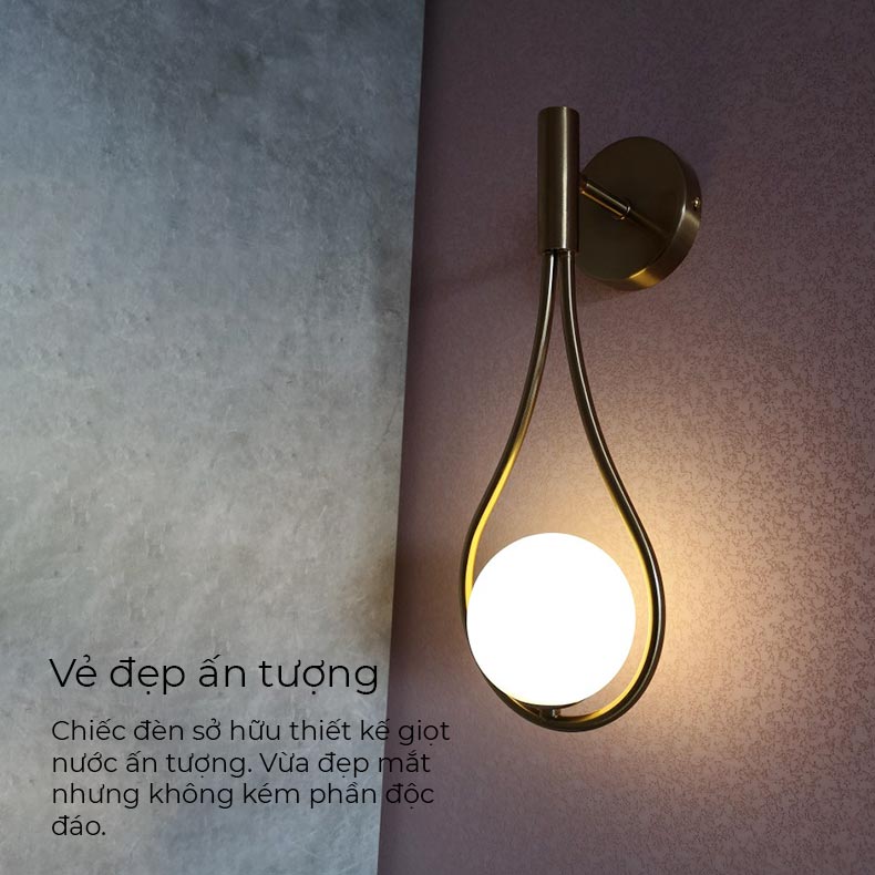 đèn gắn tường giọt nước hiện đại trang trí phòng ngủ phòng khách cầu thang
