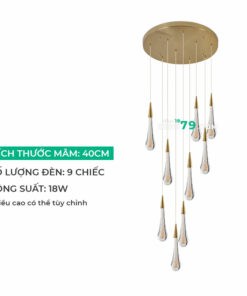 Đèn thả trang trí, thả thông tầng thủy tinh LTD15
