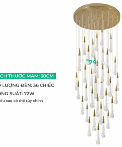 Đèn thả trang trí, thả thông tầng thủy tinh LTD15
