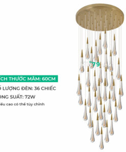 Đèn thả trang trí, thả thông tầng thủy tinh LTD15