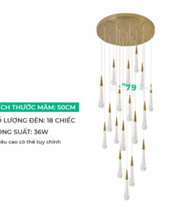 Đèn thả trang trí, thả thông tầng thủy tinh LTD15