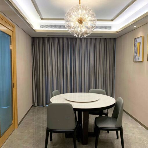 đèn chùm quả cầu bồ công anh pha lê trang trí bàn ăn