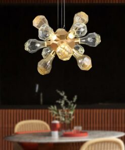 Đèn chùm trang trí nhỏ gọn phân tử thủy tinh hiện đại 8 bóng