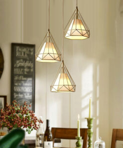 Đèn thả kim cương khung sắt KCA164: trang trí bàn ăn, quầy bar, quán ăn