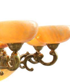 Đèn chùm đồng LT13667 cổ điển, 8 tay, bóng nến, chao đá cao cấp