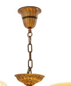 Đèn chùm đồng LT13667 cổ điển, 8 tay, bóng nến, chao đá cao cấp