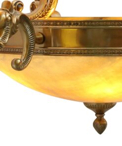 Đèn chùm đồng LT13667 cổ điển, 8 tay, bóng nến, chao đá cao cấp