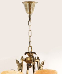 Đèn chùm đồng K1113/8 cổ điển, 8 tay, bóng nến, chao đá cao cấp