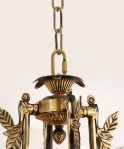 Đèn chùm đồng K1113/8 cổ điển, 8 tay, bóng nến, chao đá cao cấp