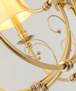 Đèn chùm đồng cao cấp MDS250717/12: 12 tay, cổ điển, chụp vải lụa