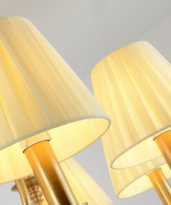 Đèn chùm đồng cao cấp MDS250717/12: 12 tay, cổ điển, chụp vải lụa