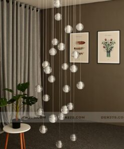 Đèn chùm thả thông tầng cầu thang, đèn thả trang trí thông tầng