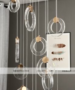 Đèn chùm thả thông tầng cầu thang, đèn thả trang trí thông tầng