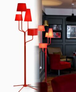 Đèn cây đứng 4 bóng chụp vải cao cấp (đỏ)