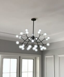 Đèn chùm thủy tinh hiện đại thân đen