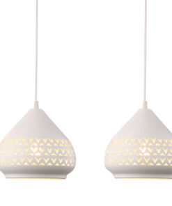 Đèn thả bàn ăn 3 bóng trắng khắc hoa văn