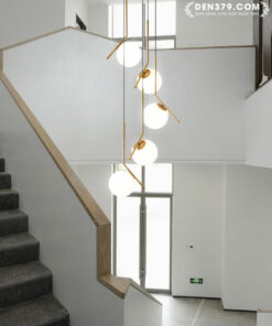 Bộ đèn thả bàn ăn thủy tinh thông tầng cầu thang