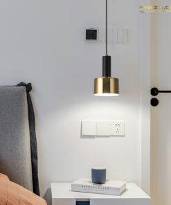 Đèn thả trang trí ống hợp kim đúc xi vàng bóng