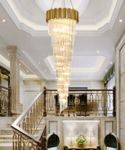 Đèn thả pha lê thông tầng phòng khách, cầu thang VIRGO V24354