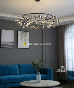 Đèn thả Hera thủy tinh xám khói 63 lá VIRGO V-63A