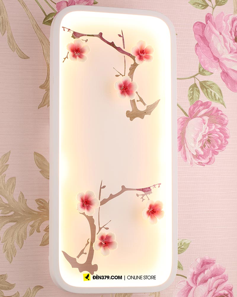 VIRGO V6504 | Đèn LED tranh trang trí gắn tường Hoa mai hồng
