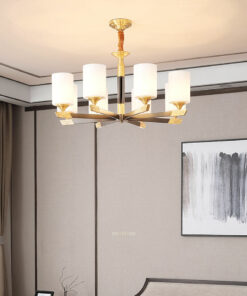 VIRGO V9016/6 | Đèn chùm 6 bóng chụp thủy tinh, khung hợp kim