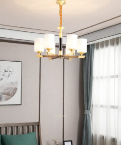 VIRGO V9016/6 | Đèn chùm 6 bóng chụp thủy tinh, khung hợp kim