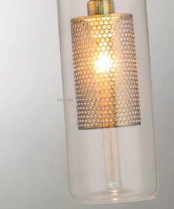 Đèn thả thủy tinh trang trí lưới hợp kim mạ đồng D3060