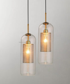 Đèn thả thủy tinh trang trí lưới hợp kim mạ đồng D3060