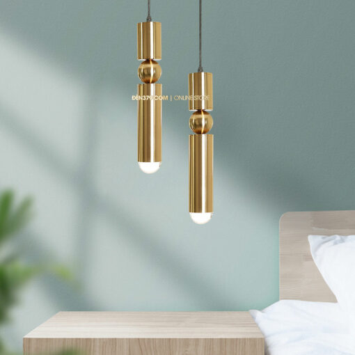 Đèn thả LED trang trí ống kim loại mạ vàng cao cấp D3122