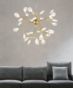 Đèn thả Hera 36 bóng thân vàng lá thủy tinh S215