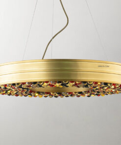 Đèn thả bàn ăn khung đồng hạt pha lê nhiều màu D3043