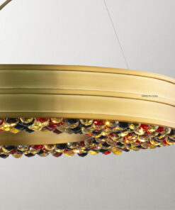 Đèn thả bàn ăn khung đồng hạt pha lê nhiều màu D3043