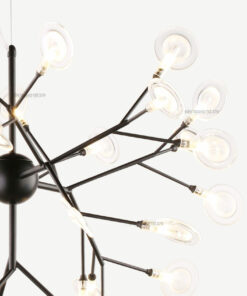 Đèn thả Hera thân đen lá mica cao cấp D3135