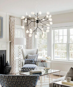 Đèn thả Hera thân đen lá mica cao cấp D3135