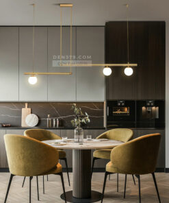 Đèn thả khung hợp kim vàng 3 bóng hiện đại D3176