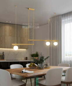 Đèn thả khung hợp kim vàng 3 bóng hiện đại D3176