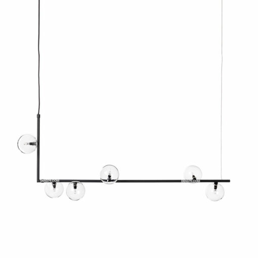 Đèn thả trang trí bàn ăn thân đen chao thủy tinh trong D3140