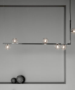 Đèn thả trang trí bàn ăn thân đen chao thủy tinh trong D3140