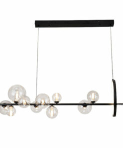 Đèn thả trang trí bàn ăn thân đen chao thủy tinh trong D3142