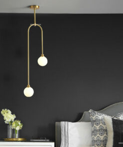 Đèn thả trang trí thân vàng 2 bóng hiện đại D3146