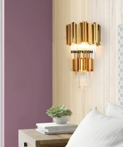 Đèn tường decor pha lê thân inox xi vàng cao cấp QK841A