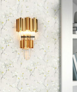 Đèn tường decor pha lê thân inox xi vàng cao cấp QK841A