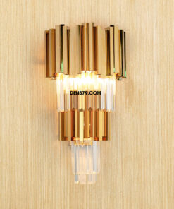 Đèn tường decor pha lê thân inox xi vàng cao cấp QK841A