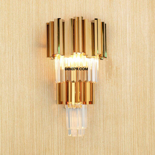 Đèn tường decor pha lê thân inox xi vàng cao cấp QK841A