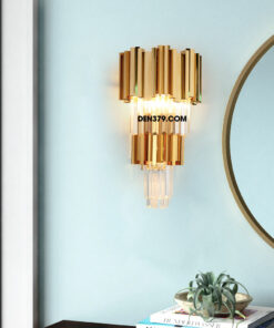 Đèn tường decor pha lê thân inox xi vàng cao cấp QK841A