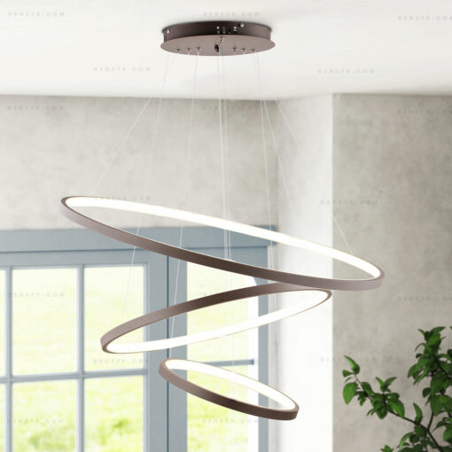 Đèn thả LED 3 vòng hiện đại màu đen D816B