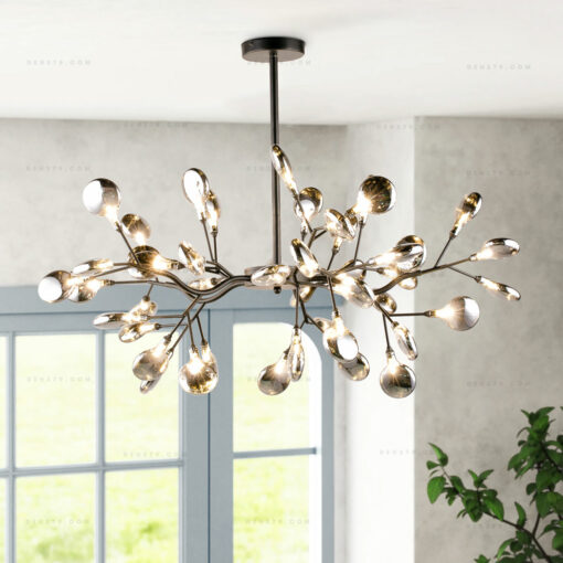 Đèn thả Hera 36 lá thủy tinh khói D1252B